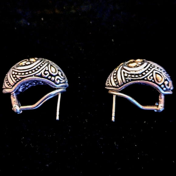 BJC Samuel Benham 18 Kt Gold Stirling Silver Two-tone Large French Back Earrings